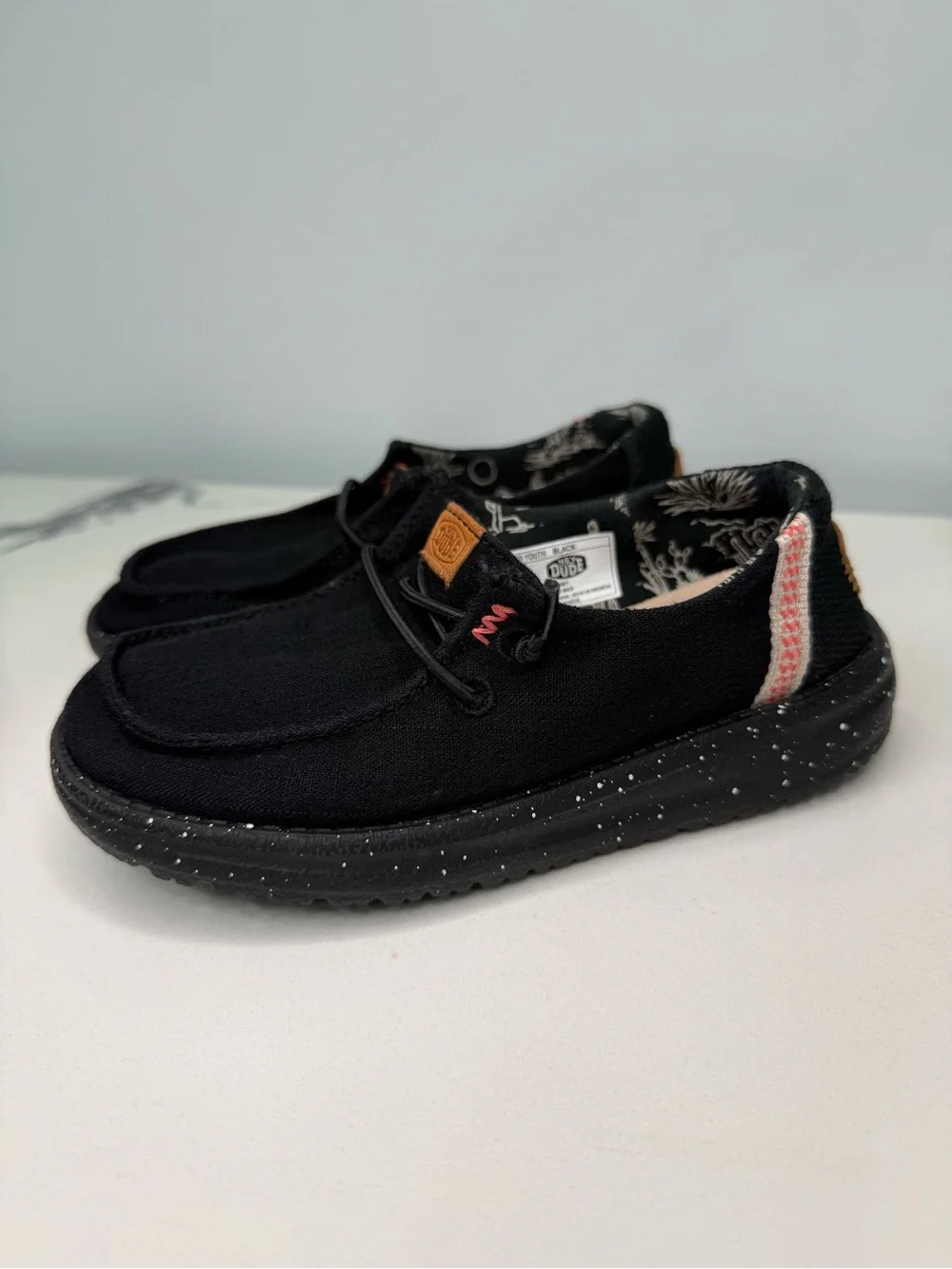 Hey Dude Wendy Washed Youth Black Shoes Size TD11